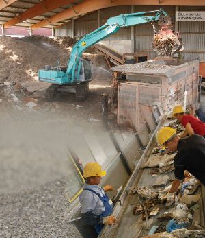 Blick in die Holzaufbereitungshalle